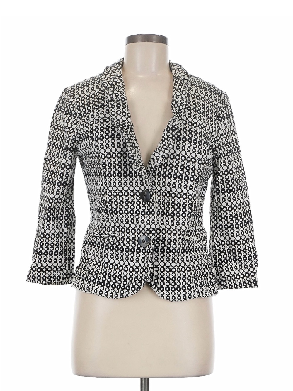 CAbi Black & White Geometric-Print Women's Blazer